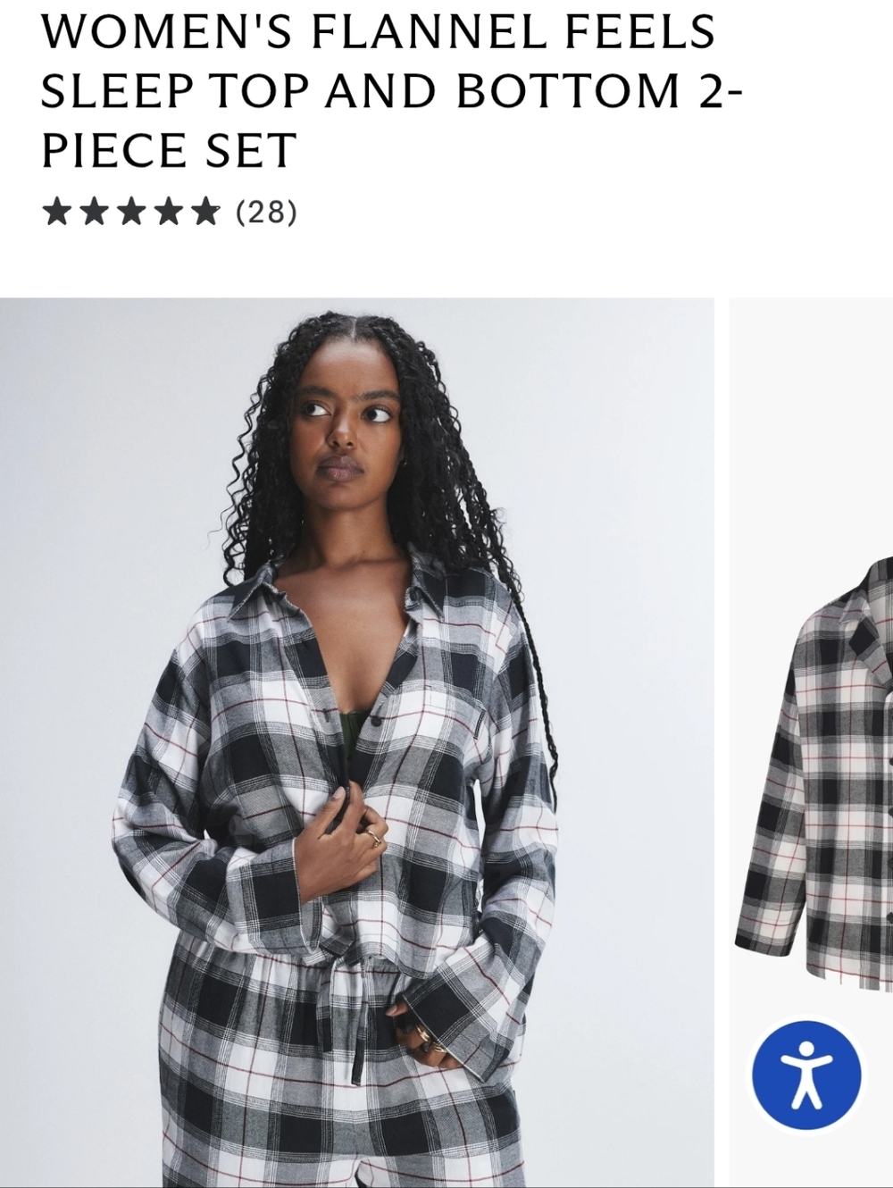 Savage X Fenty Black, White & Red Plaid Two-Piece Pajama Set